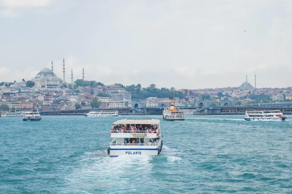 ferry boat cruising on the Bosphorus Strait